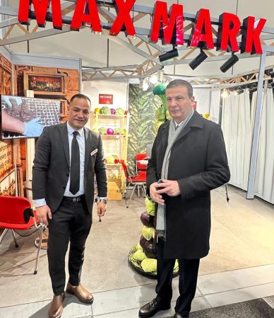 Egypt’s Minister of Agriculture visiting the Max Mark booth at Fruit Logistica Berlin during the international fresh produce exhibition.